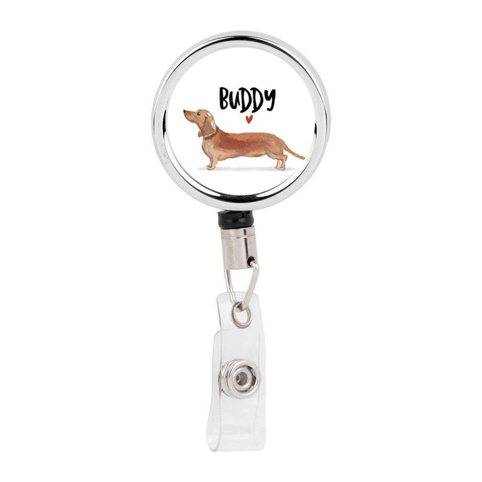 Retractable Badge Reel Holder With Clip, Custom Name Pet Dog Lover Collection 2-Set of 1-Andaz Press-Corgi-