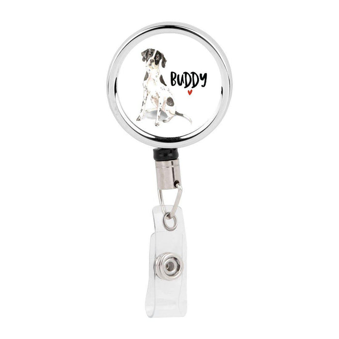 Retractable Badge Reel Holder With Clip, Custom Name Pet Dog Lover Collection 2-Set of 1-Andaz Press-English Pointer-