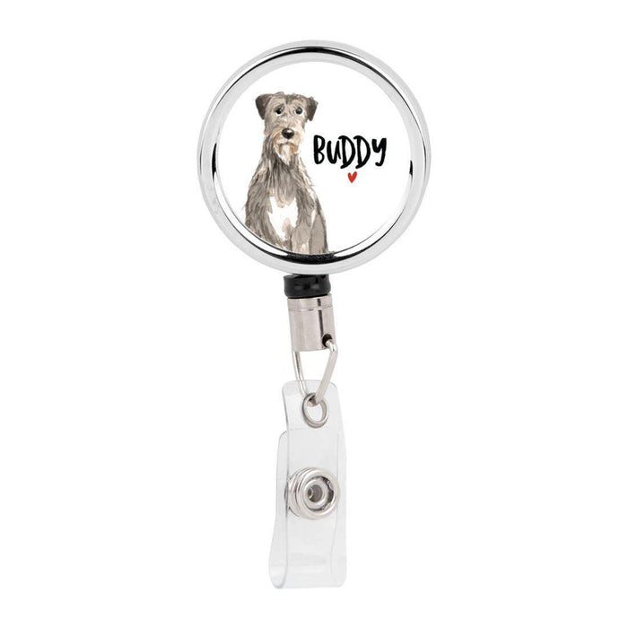 Retractable Badge Reel Holder With Clip, Custom Name Pet Dog Lover Collection 2-Set of 1-Andaz Press-Irish Wolfhound-