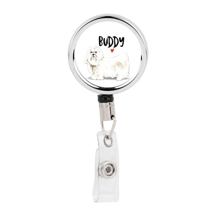 Retractable Badge Reel Holder With Clip, Custom Name Pet Dog Lover Collection 2-Set of 1-Andaz Press-Maltese-