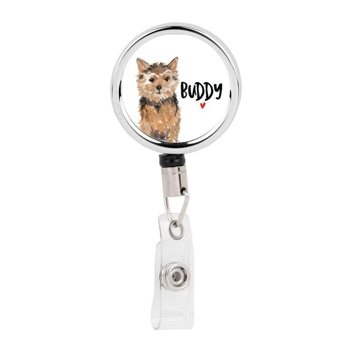 Retractable Badge Reel Holder With Clip, Custom Name Pet Dog Lover Collection 2-Set of 1-Andaz Press-Norfolk Terrier-