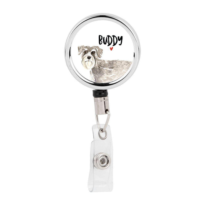 Retractable Badge Reel Holder With Clip, Custom Name Pet Dog Lover Collection 2-Set of 1-Andaz Press-Schnauzer-