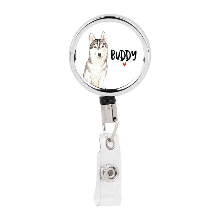 Retractable Badge Reel Holder With Clip, Custom Name Pet Dog Lover Collection 2-Set of 1-Andaz Press-Shih Tzu Short Hair-