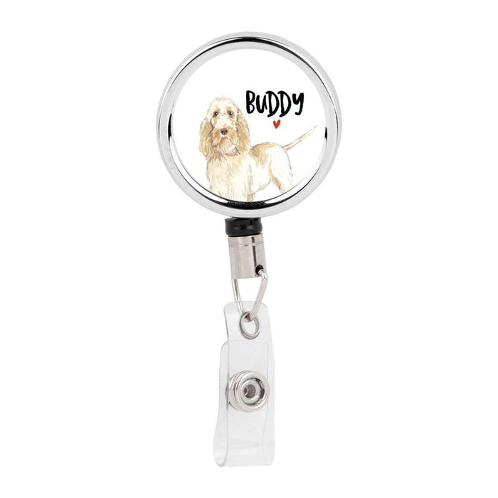 Retractable Badge Reel Holder With Clip, Custom Name Pet Dog Lover Collection 2-Set of 1-Andaz Press-Siberian Husky-