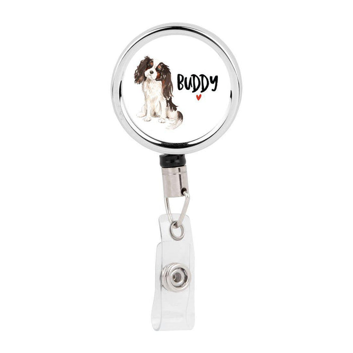 Retractable Badge Reel Holder With Clip, Custom Name Pet Dog Lover Col
