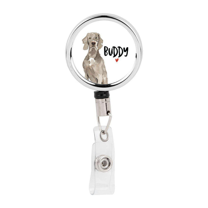 Retractable Badge Reel Holder With Clip, Custom Name Pet Dog Lover Collection 2-Set of 1-Andaz Press-Tri Colour King Charles Spaniel-