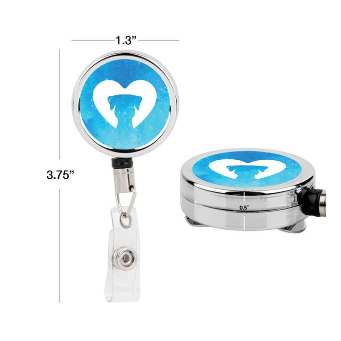 Retractable Badge Reel Holder With Clip, Dog Paw Pet Watercolor Design-Set of 1-Andaz Press-Dog Heart-