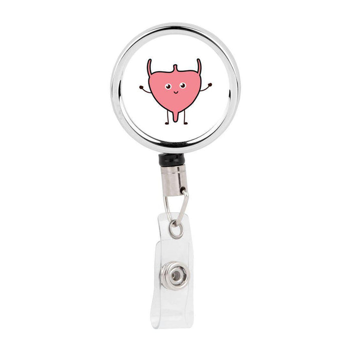 Retractable Badge Reel Holder With Clip, Funny Cartoon Animated Organs-Set of 1-Andaz Press-Lungs-