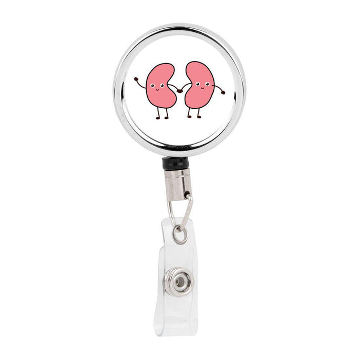 Retractable Badge Reel Holder With Clip, Funny Cartoon Animated Organs-Set of 1-Andaz Press-Lungs-