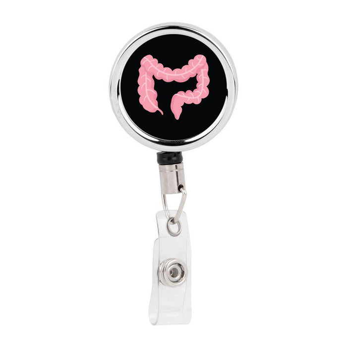 Retractable Badge Reel Holder With Clip, Funny Cartoon Animated Organs-Set of 1-Andaz Press-Lungs-