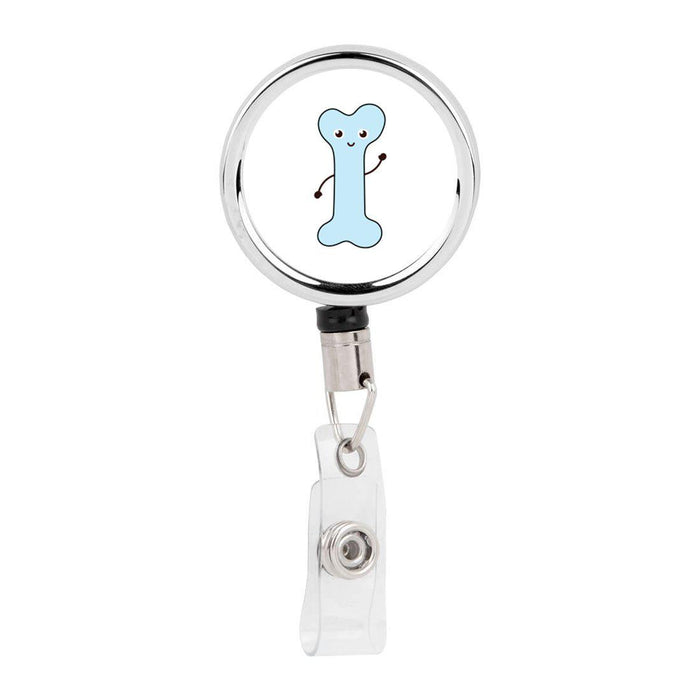 Andaz Press Retractable Badge Reel Holder with Clip, Brain, Funny Cartoon Animated Organs, Size: Large, White