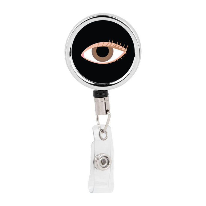 Retractable Badge Reel Holder With Clip, Funny Cartoon Animated Organs-Set of 1-Andaz Press-Eye Ophthalmologist-