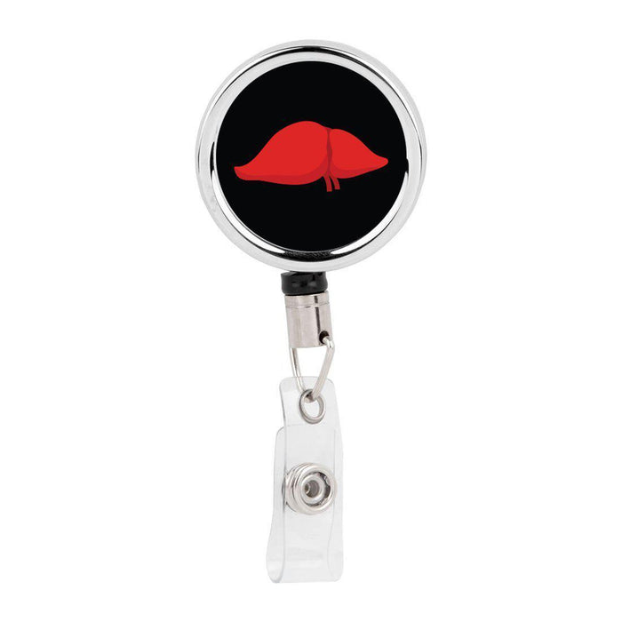 Retractable Badge Reel Holder With Clip, Funny Cartoon Animated Organs-Set of 1-Andaz Press-Liver Hepatologist-