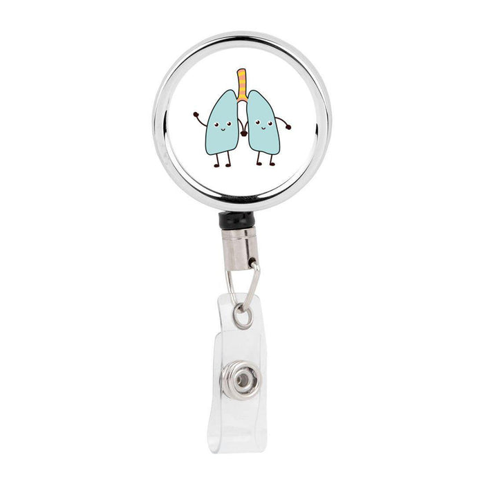 Andaz Press Retractable Badge Reel Holder with Clip, Heart Cardiologist, Size: Large, White