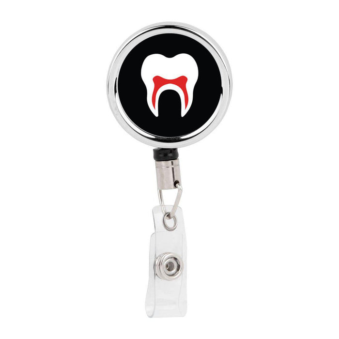 Retractable Badge Reel Holder With Clip, Funny Cartoon Animated Organs-Set of 1-Andaz Press-Tooth Teeth Dental Periodontist-