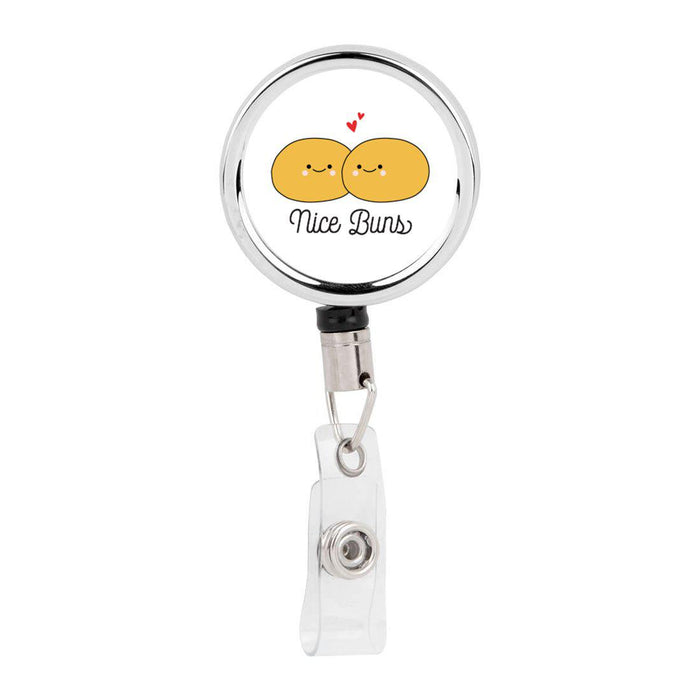 Retractable Badge Reel Holder With Clip, Funny Food Pun Anime-Set of 1-Andaz Press-Taco-