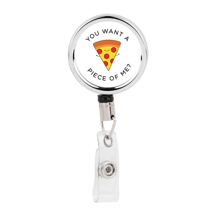 Retractable Badge Reel Holder With Clip, Funny Food Pun Anime-Set of 1-Andaz Press-Taco-