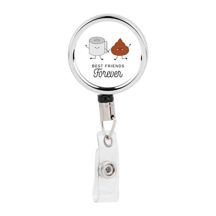Retractable Badge Reel Holder With Clip, Funny Food Pun Anime-Set of 1-Andaz Press-Best Friends Forever-