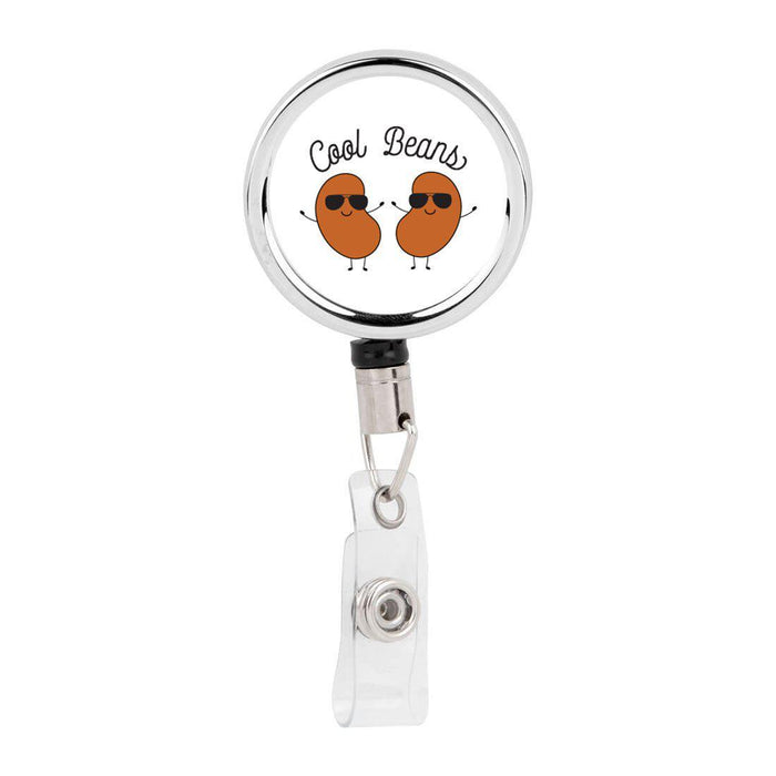Retractable Badge Reel Holder With Clip, Funny Food Pun Anime-Set of 1-Andaz Press-Cool Beans-
