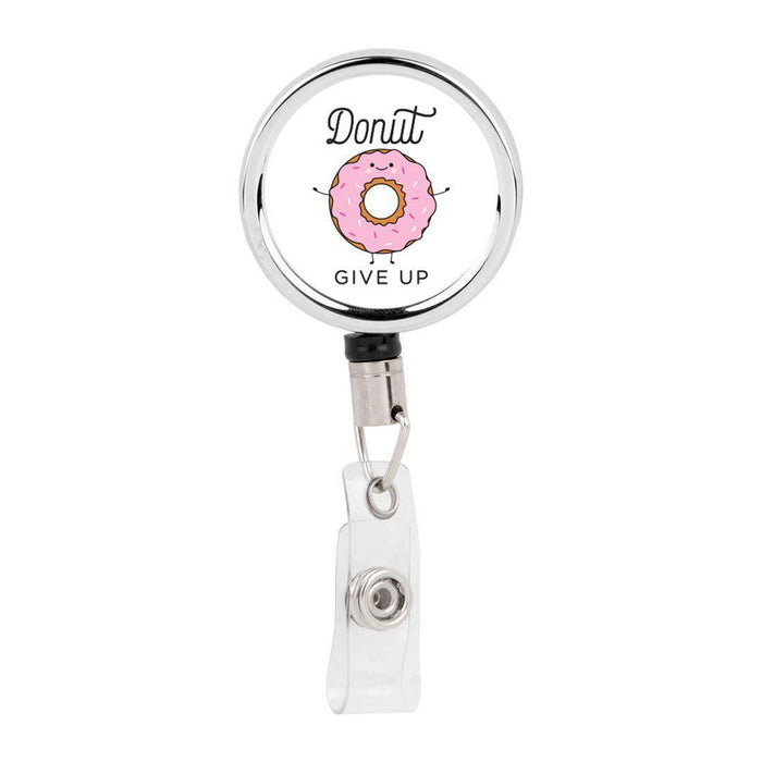 Retractable Badge Reel Holder With Clip, Funny Food Pun Anime-Set of 1-Andaz Press-Donut-