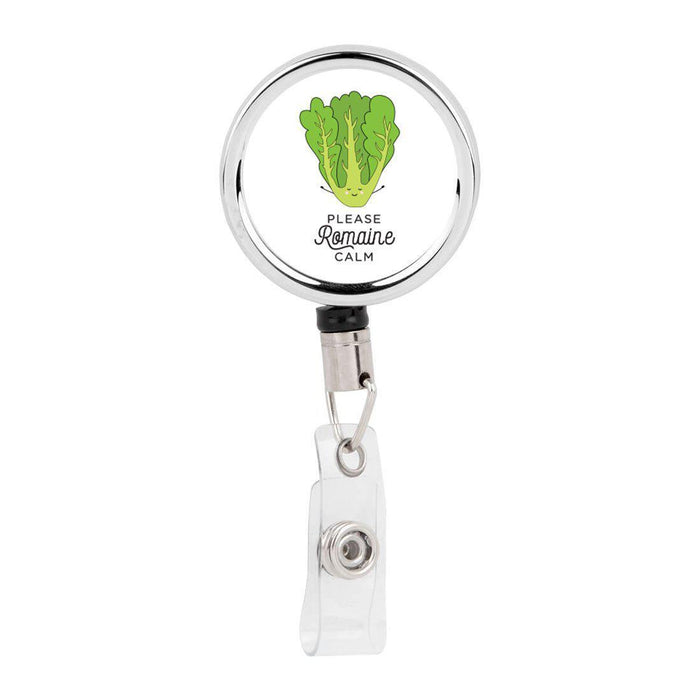 Retractable Badge Reel Holder With Clip, Funny Food Pun Anime-Set of 1-Andaz Press-Romaine Calm-