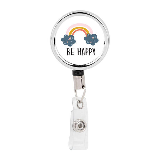 Andaz Press Retractable Badge Reel Holder with Clip, Be Kind Watercolor Rainbow, Size: Large, White