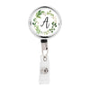 Retractable Badge Reel Holder With Clip, Monogram Eucalyptus Greenery-Set of 1-Andaz Press-A-