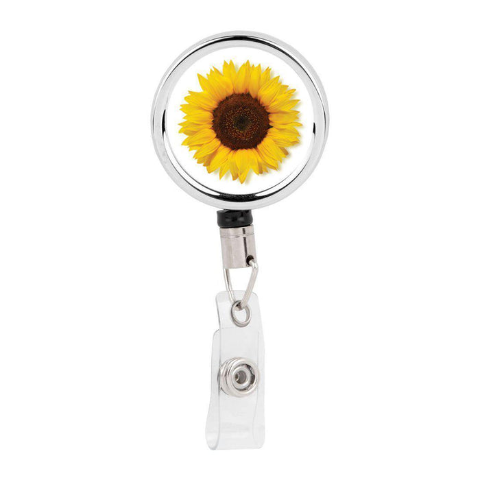 Retractable Badge Reel Holder With Clip, Pink Peonies Floral Design-Set of 1-Andaz Press-Sunflower Flowers-