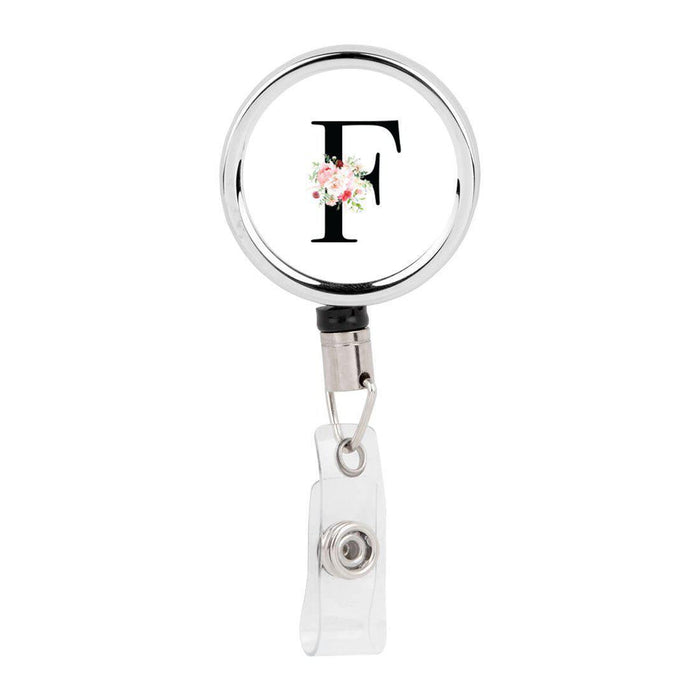 Retractable Badge Reel Holder With Clip, Roses Floral Monogram-Set of 1-Andaz Press-A-