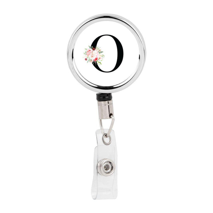 Retractable Badge Reel Holder With Clip, Roses Floral Monogram-Set of 1-Andaz Press-O-