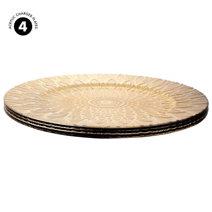 Retro Modern Drop Acrylic Charger Plates-Set of 4-Koyal Wholesale-Silver-
