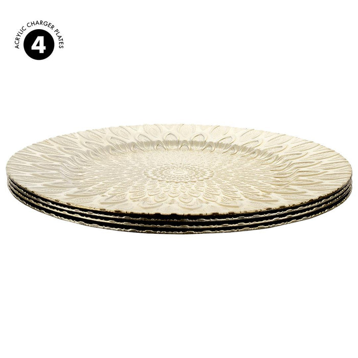 Retro Modern Drop Acrylic Charger Plates-Set of 4-Koyal Wholesale-Silver-