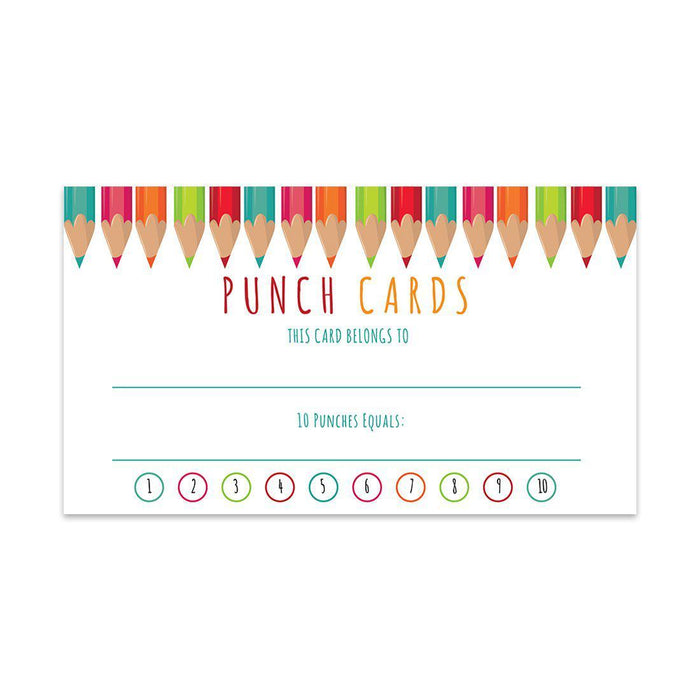 Reward Punch Cards, Loyalty Cards for Small Business Customers, Incentive Award Cards for Class-Set of 100-Andaz Press-Colored Pencils-