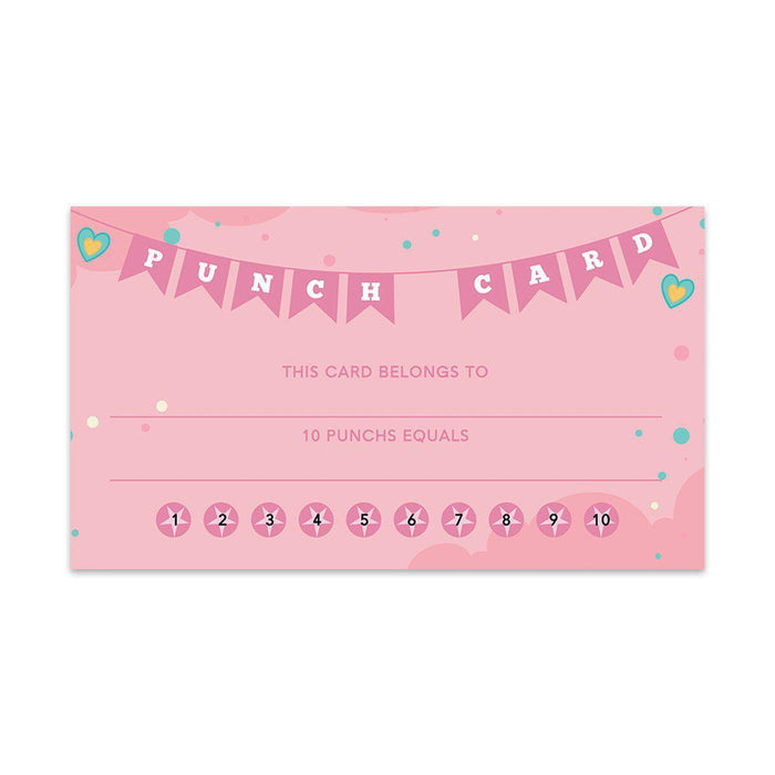 Reward Punch Cards, Loyalty Cards for Small Business Customers, Incentive Award Cards for Class-Set of 100-Andaz Press-Hearts and Pennant Banner-