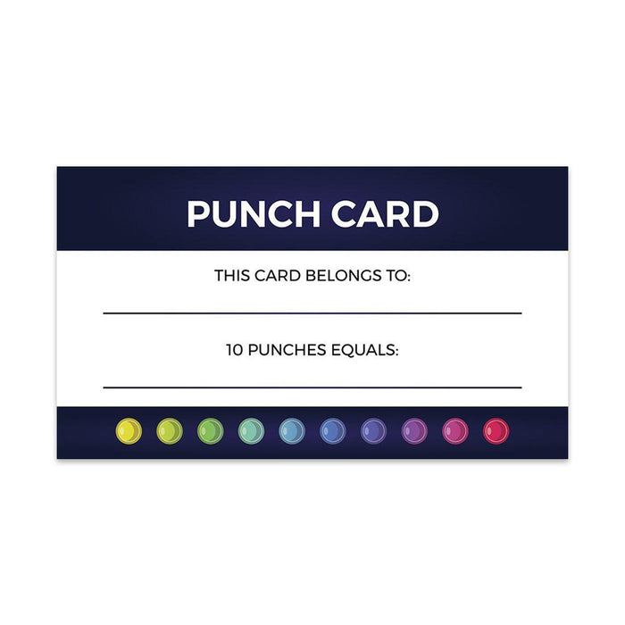Reward Punch Cards, Loyalty Cards for Small Business Customers, Incentive Award Cards for Class-Set of 100-Andaz Press-Navy Blue-