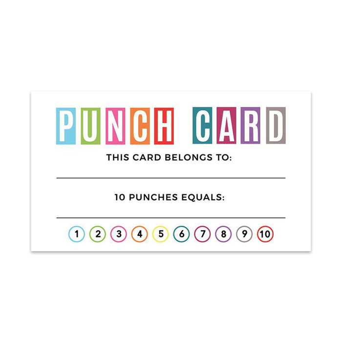 Reward Punch Cards, Loyalty Cards for Small Business Customers, Incentive Award Cards for Class-Set of 100-Andaz Press-Rainbow Square-