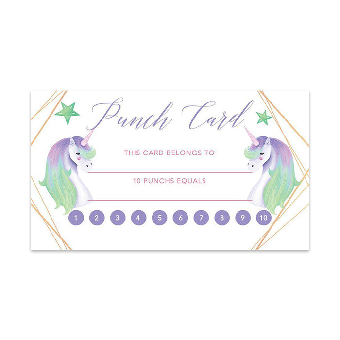 Reward Punch Cards, Loyalty Cards for Small Business Customers, Incentive Award Cards for Class-Set of 100-Andaz Press-Unicorns-