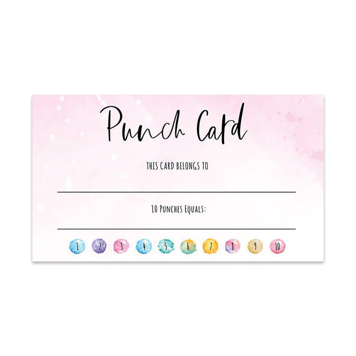 Reward Punch Cards, Loyalty Cards for Small Business Customers, Incentive Award Cards for Class-Set of 100-Andaz Press-Watercolor Pink-