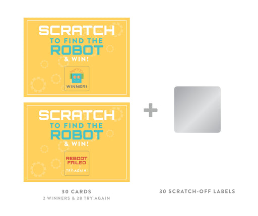 Robot Birthday Games & Activities, Scratch Off Winner Game Cards-Set of 30-Andaz Press-