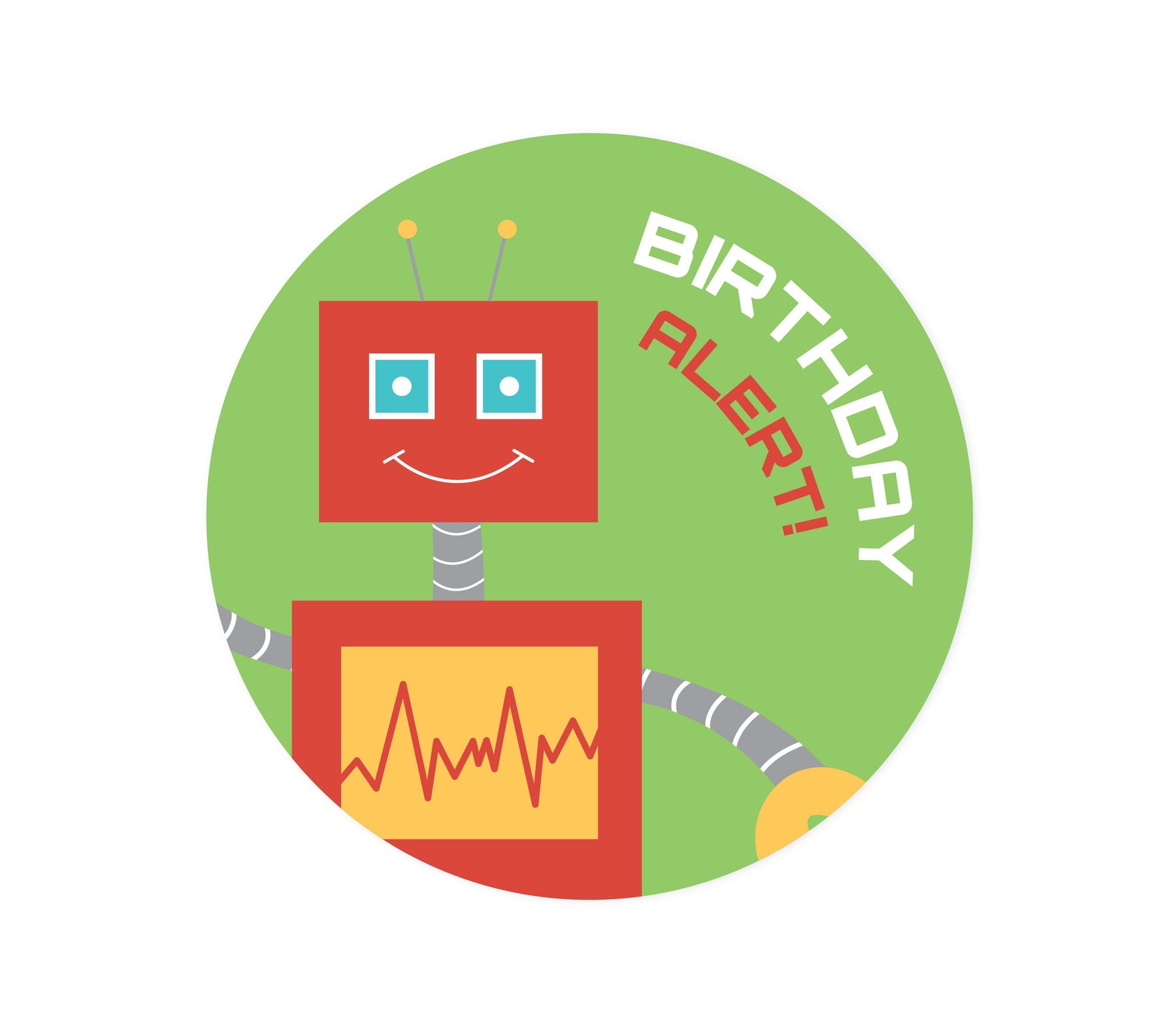 Robot Birthday Round Circle Label Stickers-Set of 40-Andaz Press-Birthday Alert-