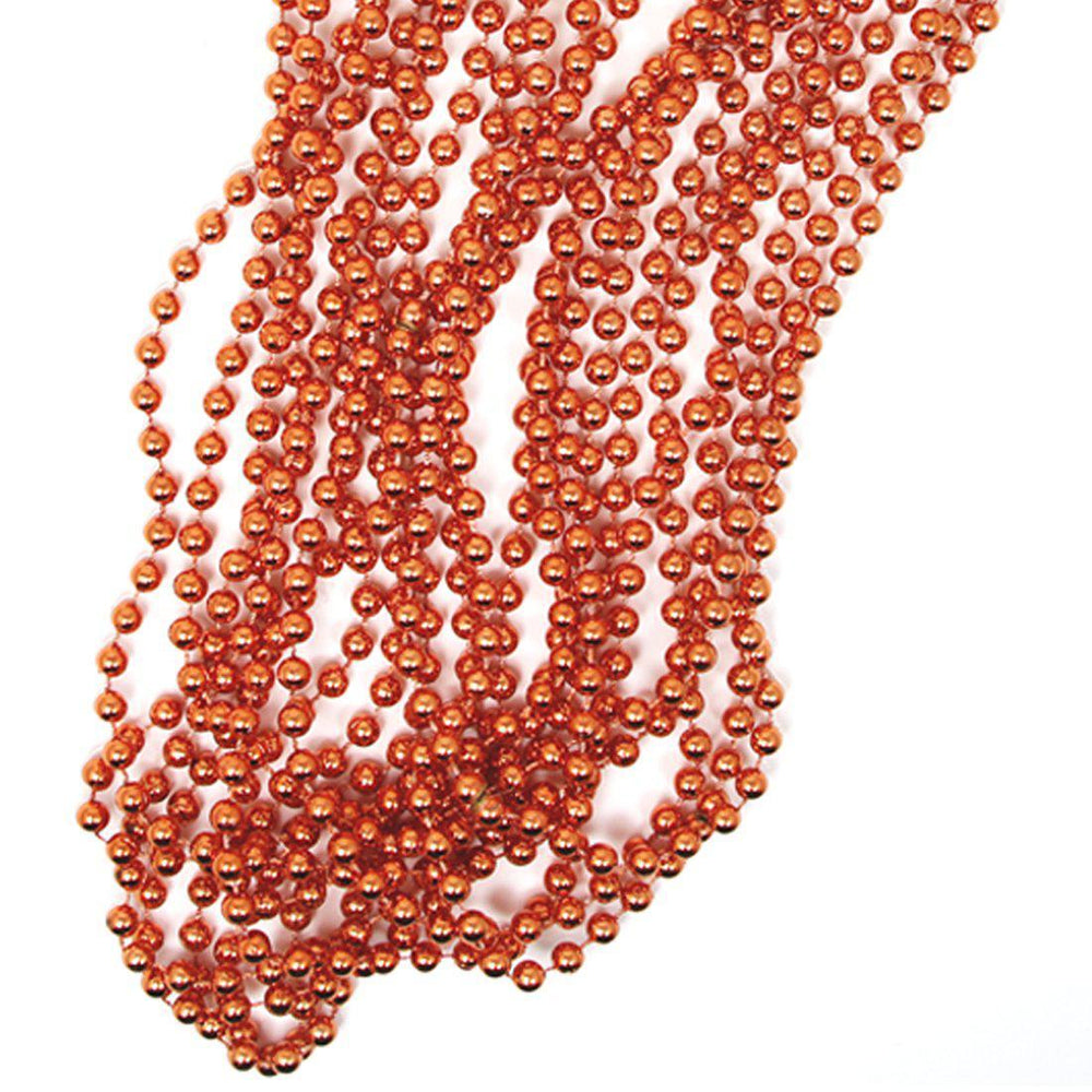 Rose Gold Party Bead Necklaces, Shiny Metallic Copper Champagne Themed Anniversary-Set of 12-Andaz Press-Rose Gold-