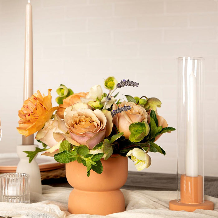Round Ceramic Floating Candle Holders Terracotta Clay Candle Holders Small Floral Bud Vases-Set of 6-Koyal Wholesale-Terracotta-