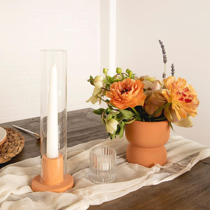 Round Ceramic Floating Candle Holders Terracotta Clay Candle Holders Small Floral Bud Vases-Set of 6-Koyal Wholesale-Terracotta-