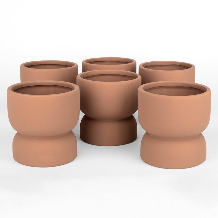 Round Ceramic Floating Candle Holders Terracotta Clay Candle Holders Small Floral Bud Vases-Set of 6-Koyal Wholesale-Terracotta-