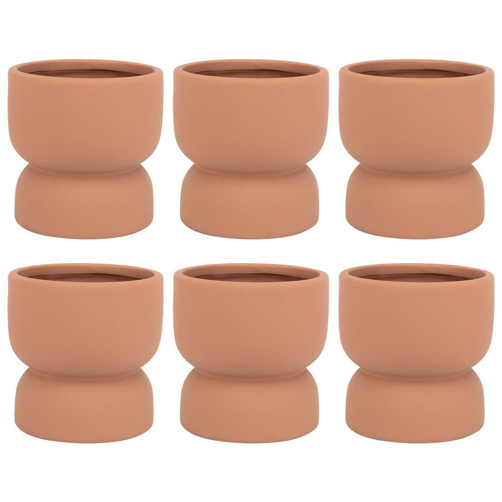 Round Ceramic Floating Candle Holders Terracotta Clay Candle Holders Small Floral Bud Vases-Set of 6-Koyal Wholesale-Terracotta-