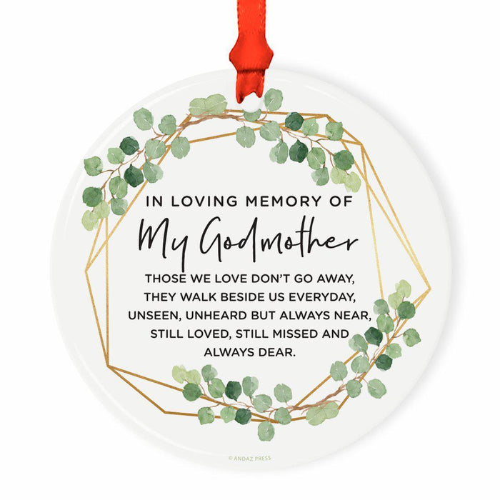 Round Ceramic Porcelain Christmas Tree Ornament Keepsake Bereavement Memorial Collectible-Set of 1-Andaz Press-Grandma-