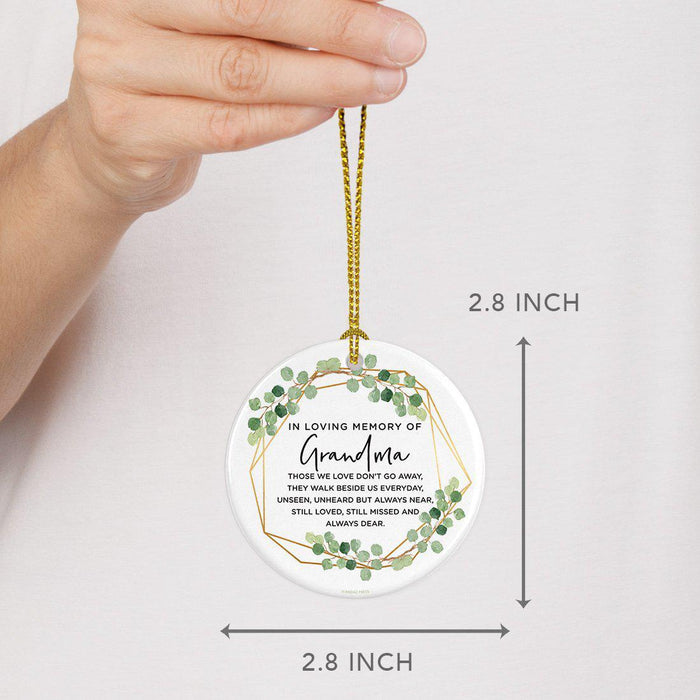 Round Ceramic Porcelain Christmas Tree Ornament Keepsake Bereavement Memorial Collectible-Set of 1-Andaz Press-Grandma-