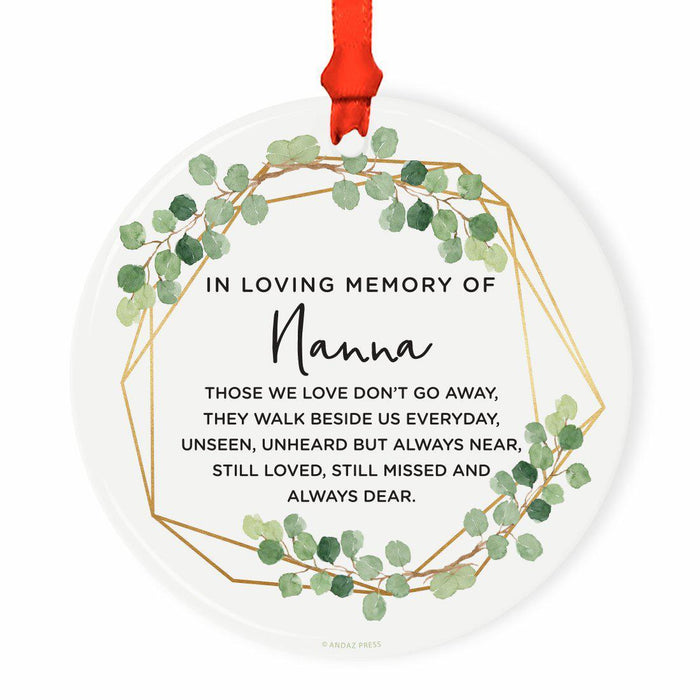 Round Ceramic Porcelain Christmas Tree Ornament Keepsake Bereavement Memorial Collectible-Set of 1-Andaz Press-Grandma-