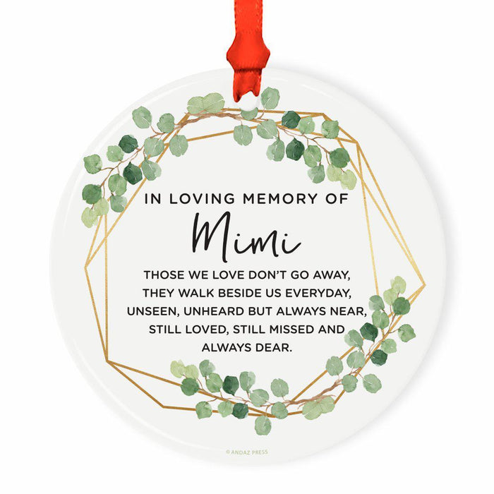Round Ceramic Porcelain Christmas Tree Ornament Keepsake Bereavement Memorial Collectible-Set of 1-Andaz Press-Grandma-