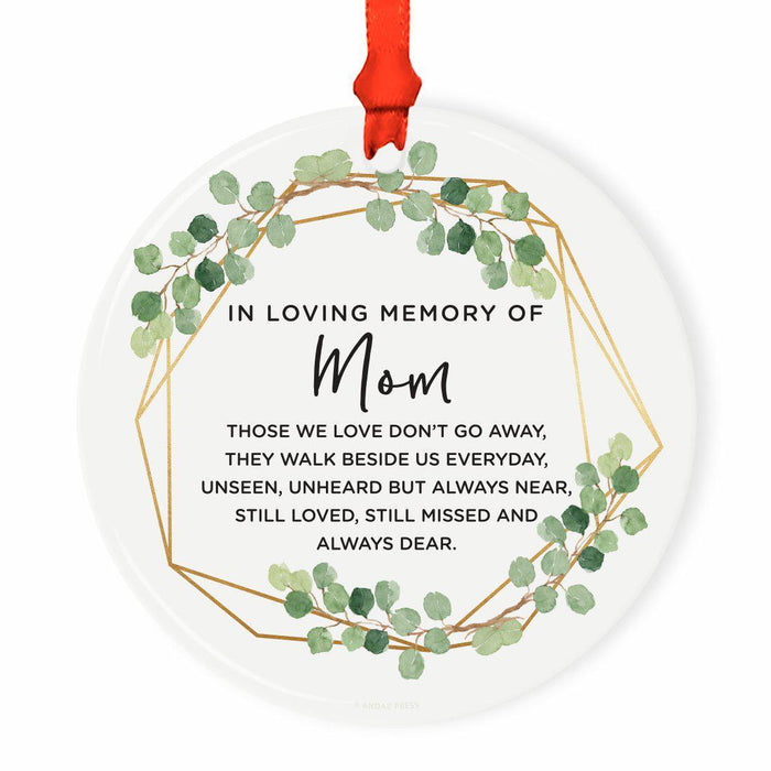 Round Ceramic Porcelain Christmas Tree Ornament Keepsake Bereavement Memorial Collectible-Set of 1-Andaz Press-Mom-